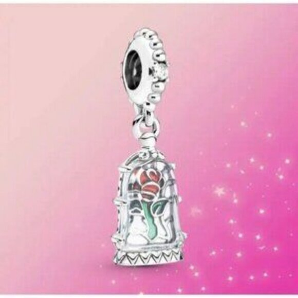 PANDORA Disney Beauty and the Beast Rose Charm - Picture 1 of 2